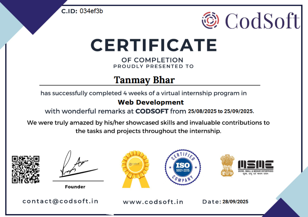 CodSoft Virtual Internship