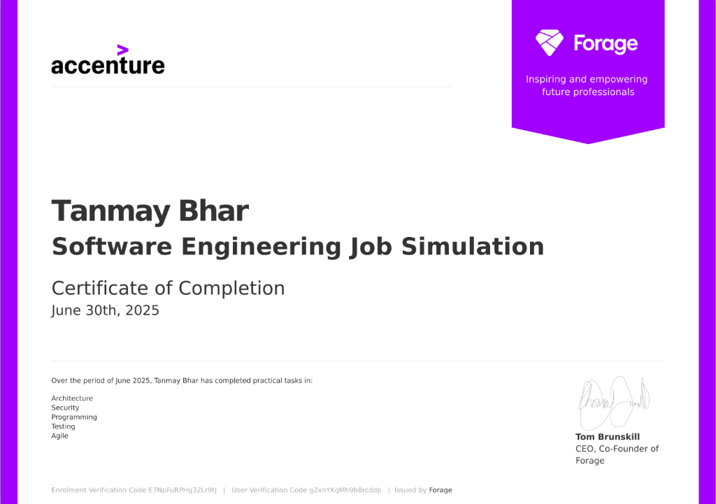 Accenture Software Engineering Job Simulation